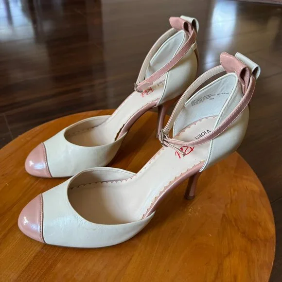 Violet & Red “Chloe” Pink & Ivory Spectator Heels  Women’s 8M  3.5” Heel - Picture 6 of 9